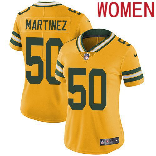Women Green Bay Packers #50 Blake Martinez Yellow Nike Vapor Limited NFL Jersey->women nfl jersey->Women Jersey